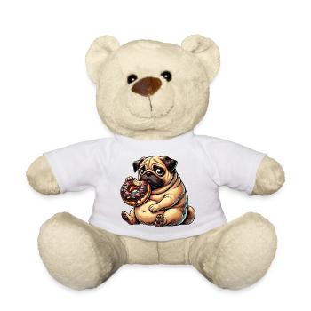 Süßer Mops Hund Cartoon Zucker Donut Nachtisch - Teddy - Weiß - Vorne