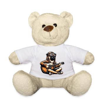 Pug With Guitar Hoodie And Sunglasses - Teddy Bear - white - Front