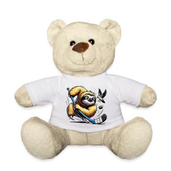 Faultier Eishockey Spieler Mit Schlaeger Und Puck - Teddy - Weiß - Vorne