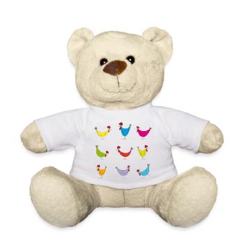 Colorful Chickens Cheerful Pattern - Teddy Bear - white - Front