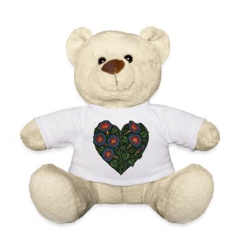 Motif floral de gloire du matin en forme de cœur - Nounours - blanc - Devant
