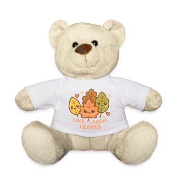Life Laughter Leaves Happy Autumn Harvest Fall - Teddy Bear - white - Front