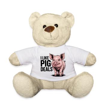Cheerful Pig Illustration for Apparel - Teddy Bear - white - Front