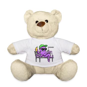 Funny octopus with smartphone - Teddy Bear - white - Front