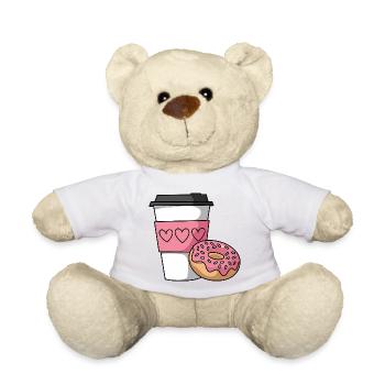 Pink Heart Kaffee und Donut - Teddy - Weiß - Vorne