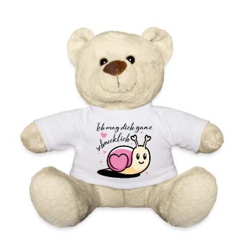 Niedliche Schnecke mit Herzmotiven auf Tasse - Teddy - Weiß - Vorne