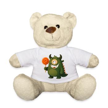 Googly Eyes Monster with Lollipop - Teddy Bear - white - Front