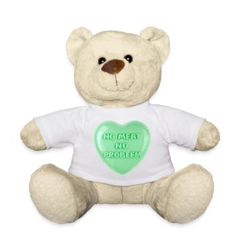 No Meat No Problem Pastel Heart Design - Teddy Bear - white - Front