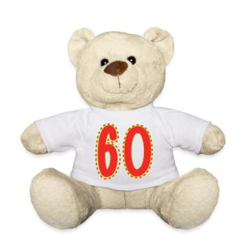 60. 60 JAHRE. 60-JÄHRIGES JUBILÄUM. 60. GEBURTSTAG. - Teddy - Weiß - Vorne