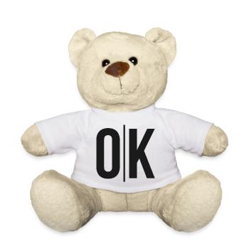OK Split Monochrome Logo - Teddy Bear - white - Front