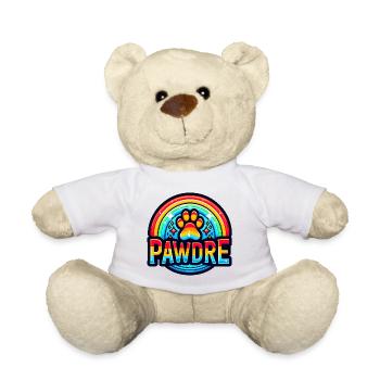 Rainbow Paw Print, Dad Dog Lover  - Teddy Bear - white - Front