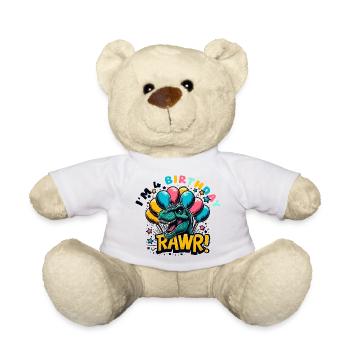Birthday T rex Colorful Balloons Rawr - Teddy Bear - white - Front