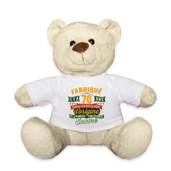 70 ans d’origine, Cadeau anniversaire humour - Nounours - blanc - Devant