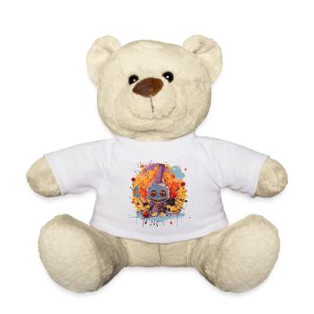Colorful clown with top hat - Teddy Bear - white - Front
