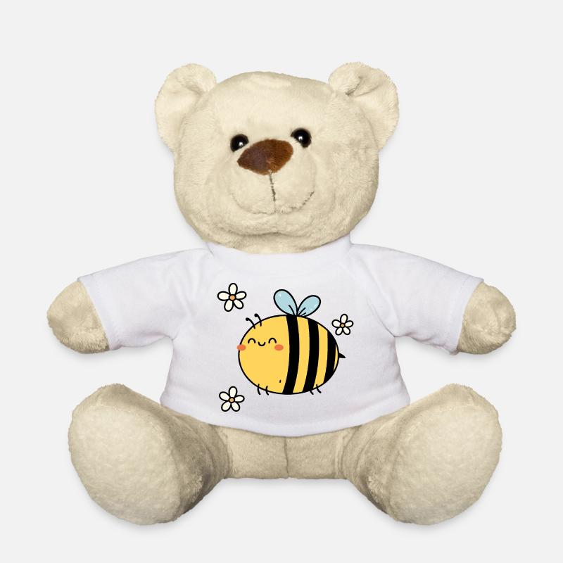 Summend vor Freude – Kawaii Bee & Blossoms - Teddy - Weiß