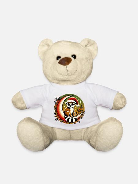 Santa Lemur auf dem Mond - Teddy - Weiß