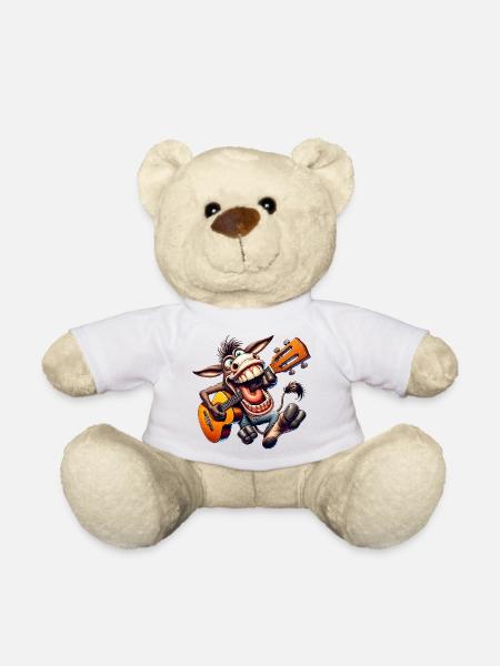 Lustiger Esel Mit Gitarre Cartoon Musiker - Teddy - Weiß
