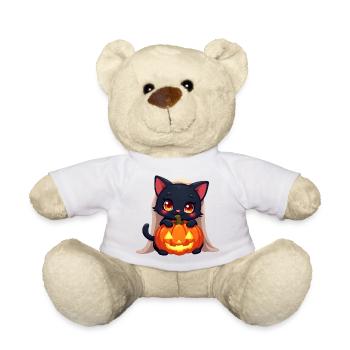 Halloween Cat with Halloween Pumpkin - Teddy Bear - white - Front