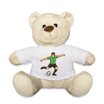 fussballspieler-cartoon-torschuss-gruen - Teddy - Weiß - Vorne