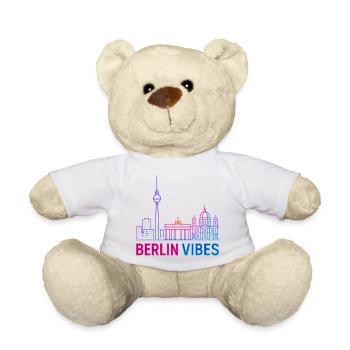 Berlin Vibes Neon Skyline Silhouette Stadt  - Teddy - Weiß - Vorne