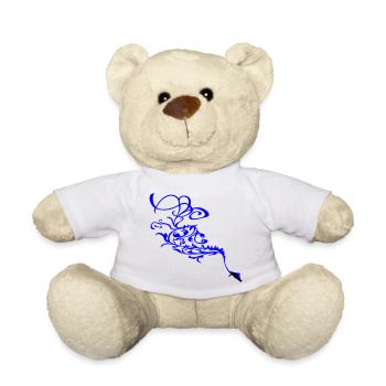 Snowboard Ornament - Teddy Bear - white - Front