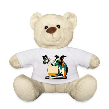Chien coloré avec papillon - Nounours - blanc - Devant