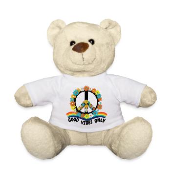 Flower Power Peace – Goood Vibes Only - Teddy Bear - white - Front