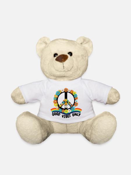 Flower Power Peace – Goood Vibes Only - Teddy - Weiß