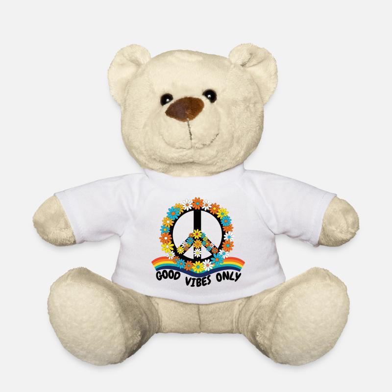 Flower Power Peace – Goood Vibes Only - Teddy - Weiß