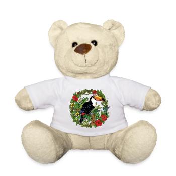 Tropischer Toukan im Blumenkreis - Teddy - Weiß - Vorne