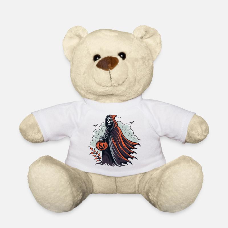Halloween Grim Reaper with Pumpkin - Teddy Bear - white
