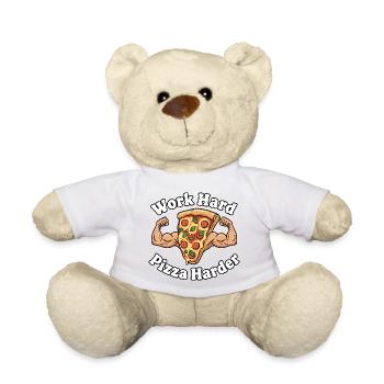 Work Hard Pizza Harder - Teddy Bear - white - Front