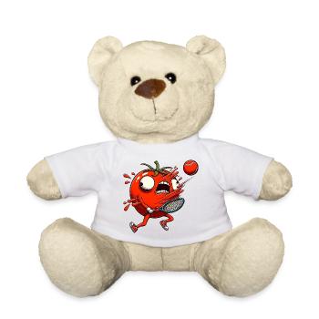 Funny tomato playing tennis with tennis ball - Teddy Bear - white - Front