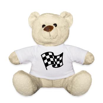 Checkered flag motor racing - Teddy Bear - white - Front