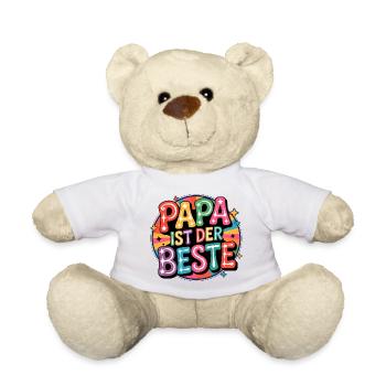 Papa Ist Der Beste – Pop-Art Farbspiel - Teddy - Weiß - Vorne