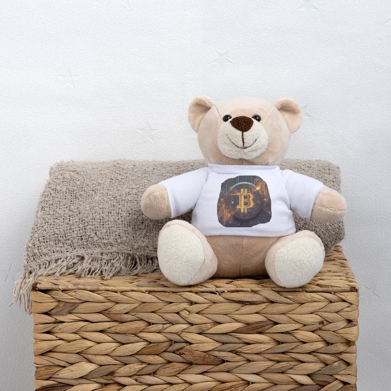 Glowing Bitcoin Artwork Crypto Teddy Bear