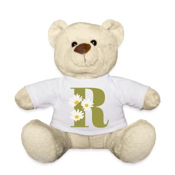 Lettre r vert marguerites - Nounours - blanc - Devant