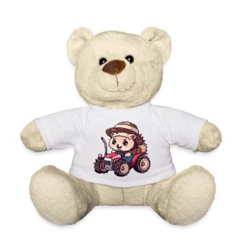 Hedgehog Tractor Farmer - Teddy Bear - white - Front