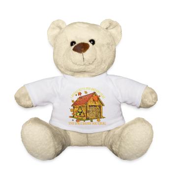 Autumn Fuel Storage Wooden House - Teddy Bear - white - Front