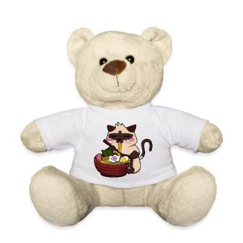 Siamkatze frisst japanische Ramen-Nudeln Kawaii - Teddy - Weiß - Vorne