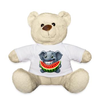 Cheerful elephant with melon fruit summer grin - Teddy Bear - white - Front