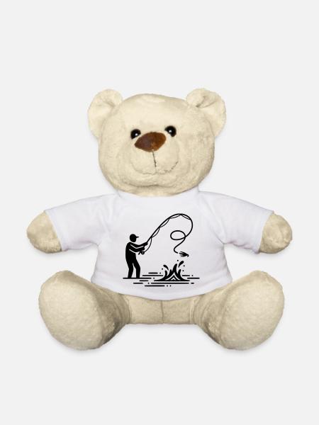 Fliegenfischen Angler Auswurf Vektor - Teddy - Weiß