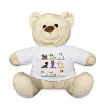 Motifs de jolis chats de yoga sur des tapis colorés - Nounours - blanc - Devant