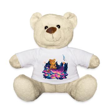 Bär im bunten Kanu im Neonland - Teddy - Weiß - Vorne
