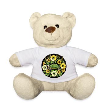 Turtle among Golden Blooms - Teddy Bear - white - Front