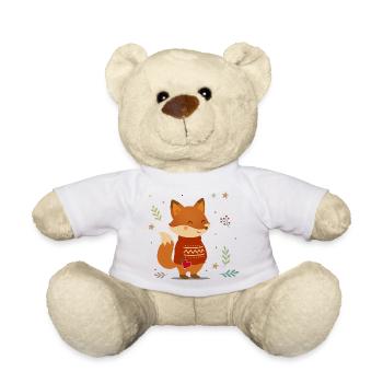 Süßer Fuchs im Pullover mit Herz - Teddy - Weiß - Vorne