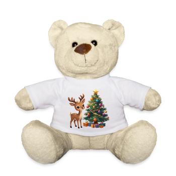 Süßes Rentier mit Christbaum Weihnachten - Teddy - Weiß - Vorne