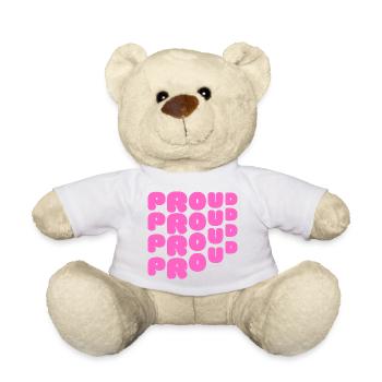 Pride / CSD / LGBTQ+ Design "PROUD" - Teddy - Weiß - Vorne