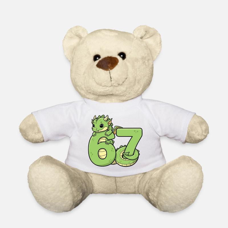 Drache Sechs Sieben, niedlich, grüner Drache 67 - Teddy - Weiß