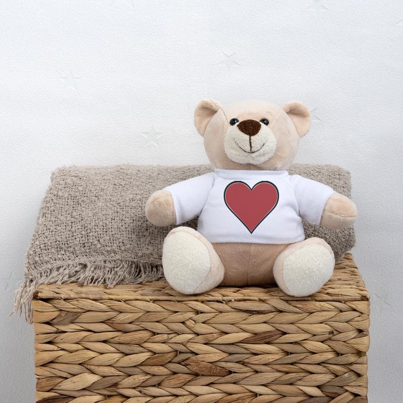 Red Heart Comic Thick Contour Vector Teddy Bear